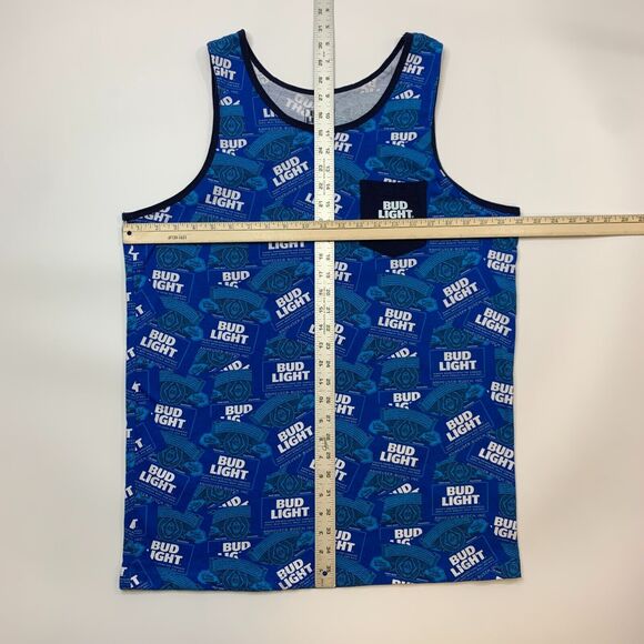 Budlight Beer Tank Top Mens L Large Blue Allover Print Sleeveless Round Neck - Picture 5 of 9